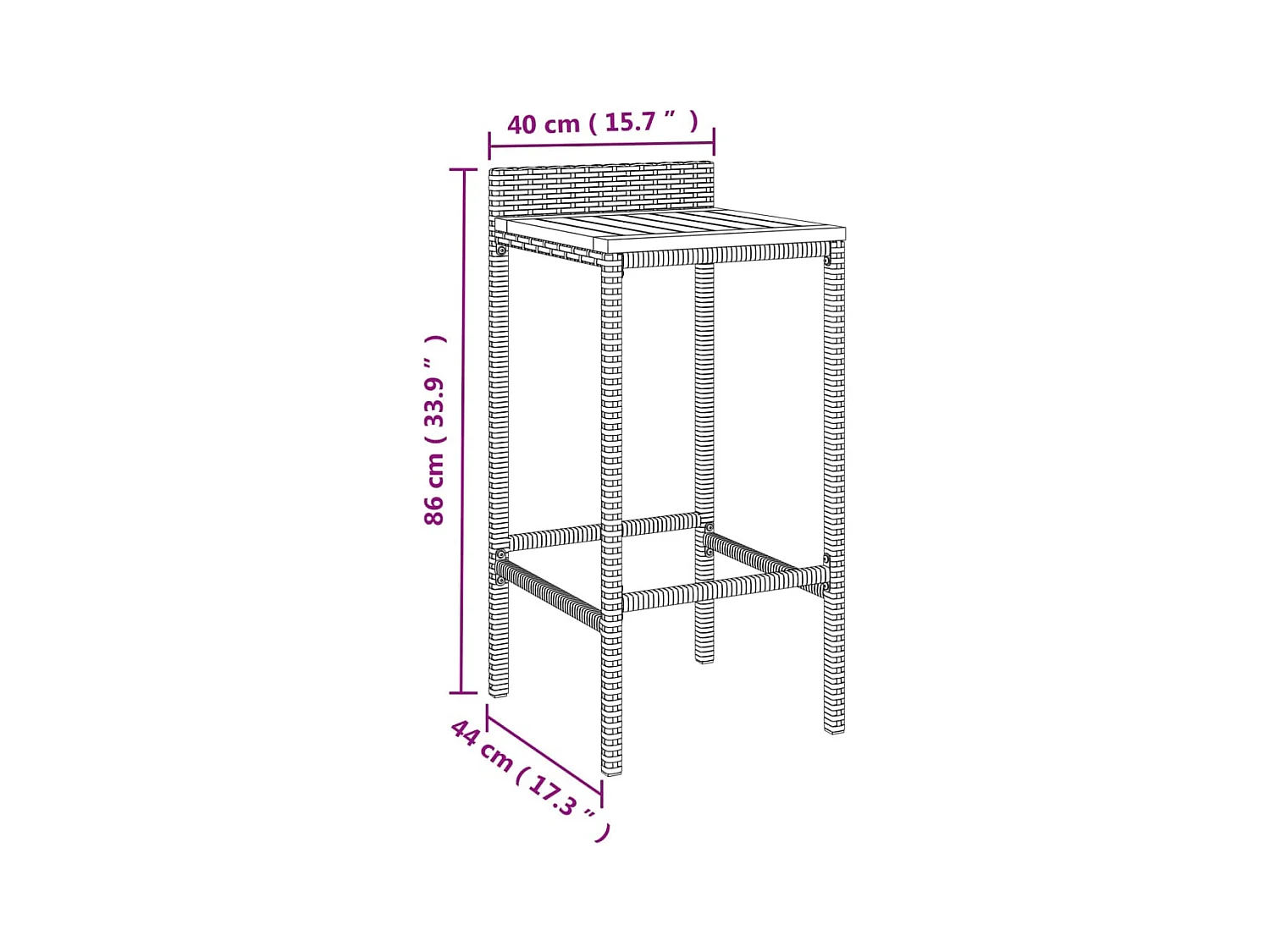 3-tlg. Gartenbar-Set Schwarz Poly Rattan & Massivholz Akazie