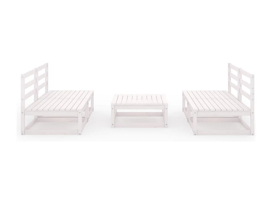 Salon de jardin 5 pcs Blanc Bois de pin massif