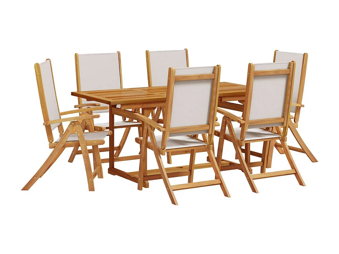 Ensemble à Manger de jardin 7pcs bois d'acacia solide textilène