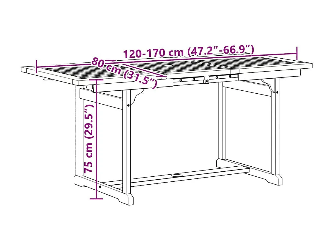 Ensemble à Manger de jardin 7pcs bois d'acacia solide textilène