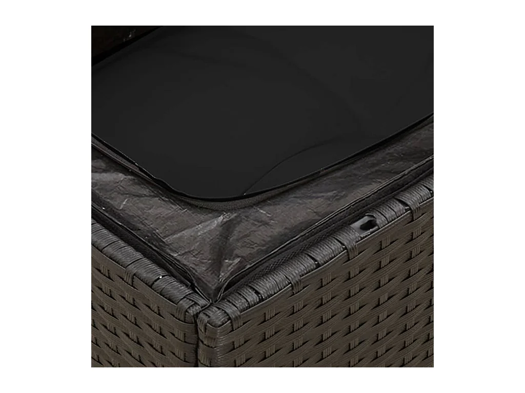 Salon de jardin 7 pcs avec coussins noir résine tressée