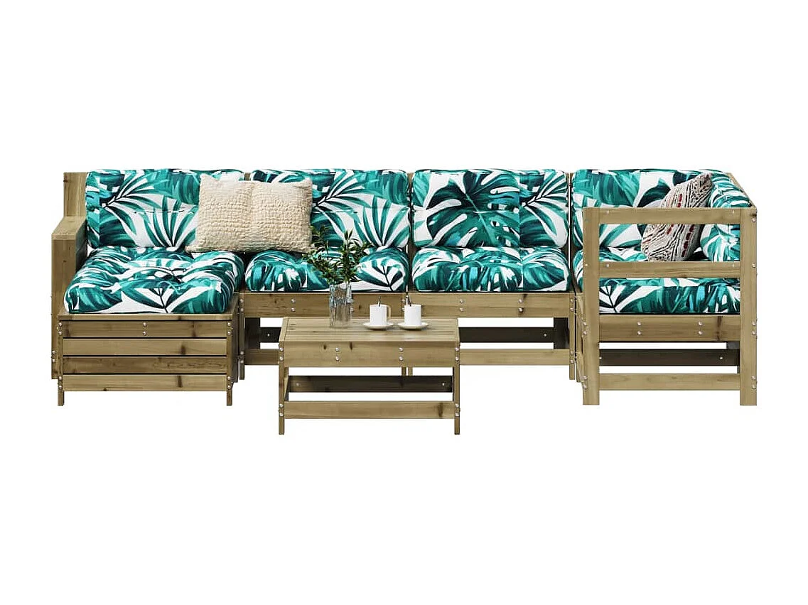 Set Divani da Giardino 7 pz in Legno Impregnato di Pino