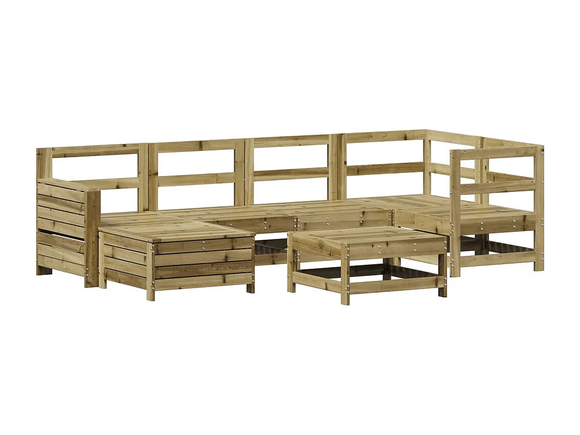 Set Divani da Giardino 7 pz in Legno Impregnato di Pino