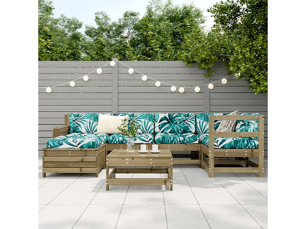 Set Divani da Giardino 7 pz in Legno Impregnato di Pino