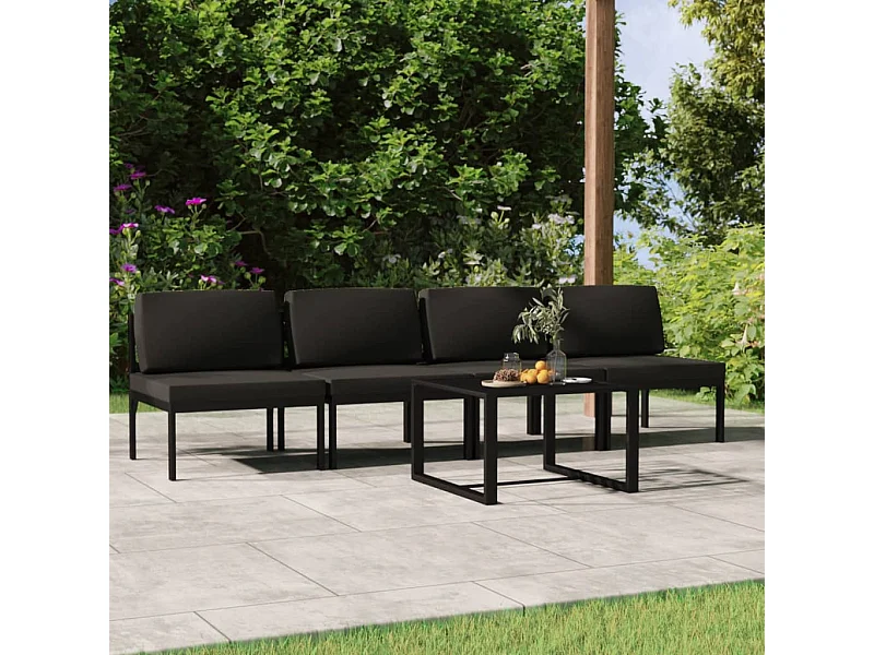 Salon de jardin 5 pcs avec coussins Aluminium Anthracite