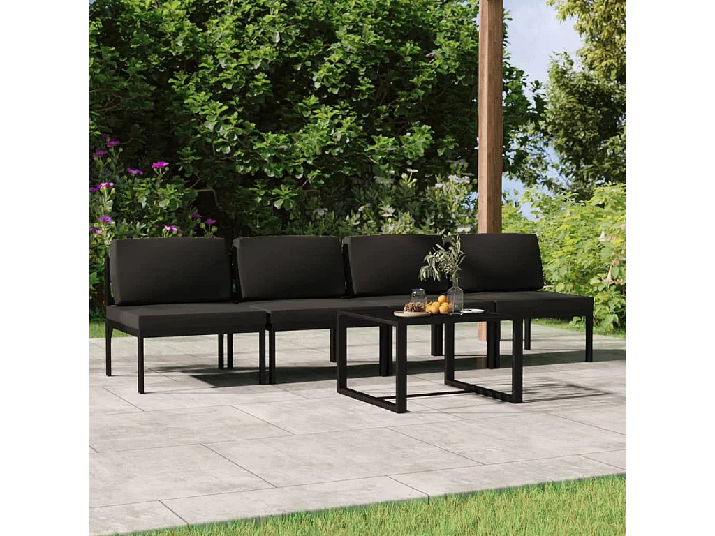 Salon de jardin 5 pcs avec coussins Aluminium Anthracite