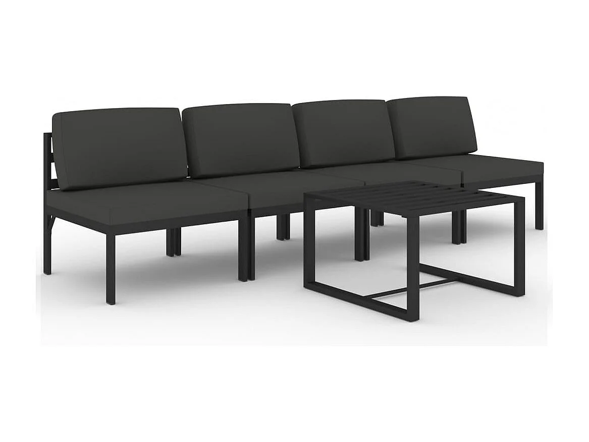 Salon de jardin 5 pcs avec coussins Aluminium Anthracite