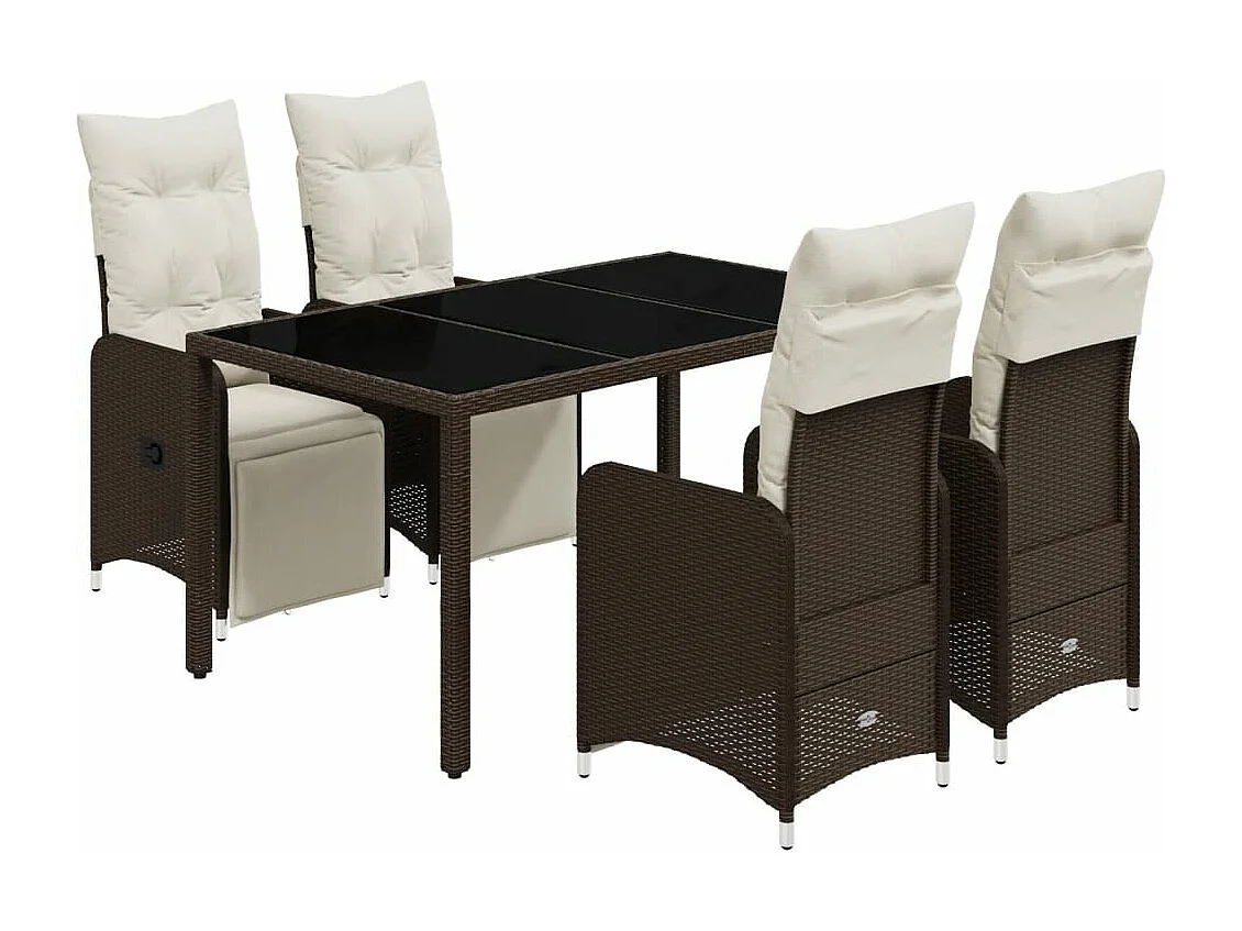 Ensemble de bistro de jardin 5 pcs coussins marron poly rotin