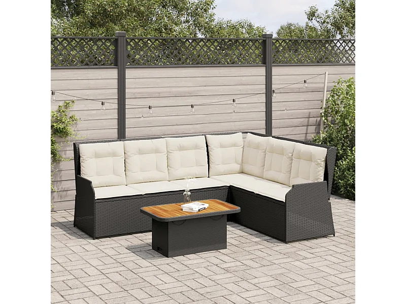 Set Divani da Giardino 5 pz con Cuscini Nero in Polyrattan