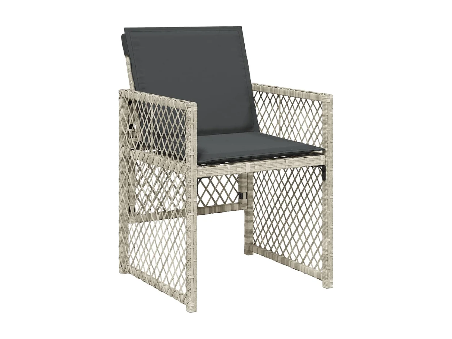 Set da Pranzo da Giardino 13pz con Cuscini Grigio in Polyrattan