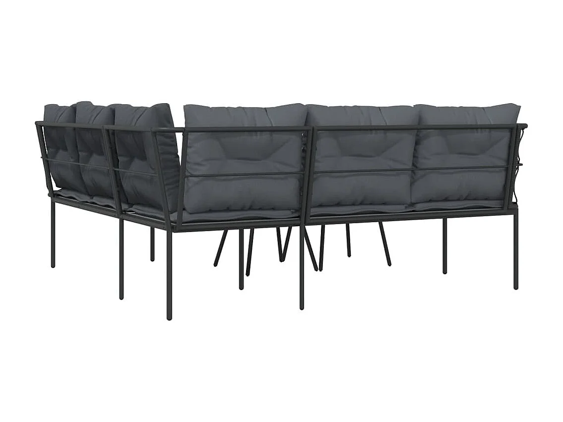 Ensemble de canapés de jardin et coussins noir acier textilène