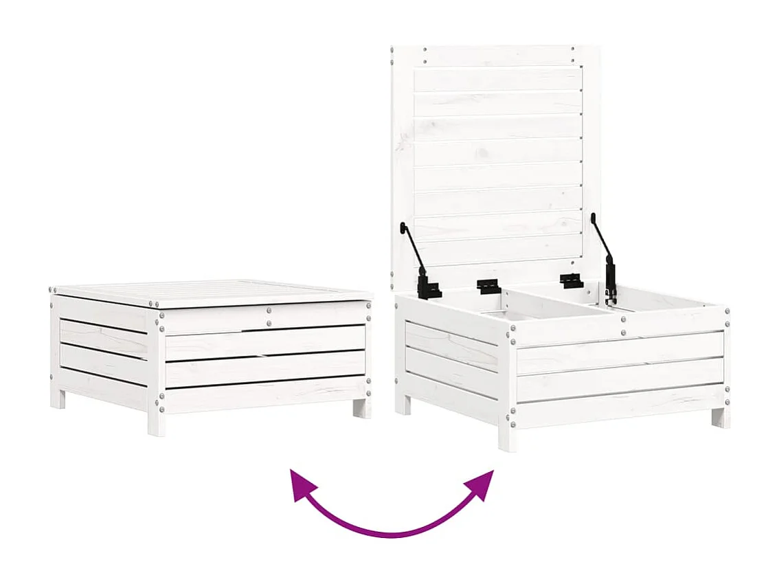 Set Salotto da Giardino 4 pz Bianco in Legno Massello di Pino