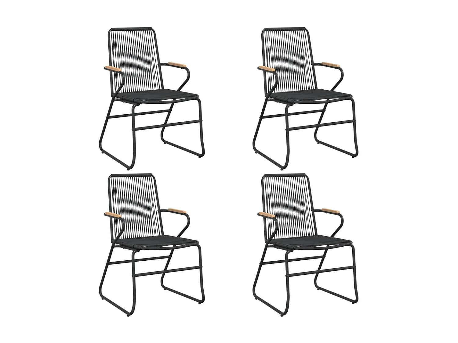 Ensemble à manger de jardin 5 pcs Noir Rotin PVC