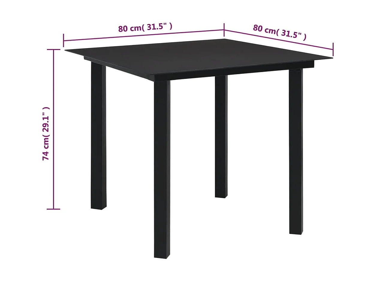 Ensemble à manger de jardin 5 pcs Noir Rotin PVC