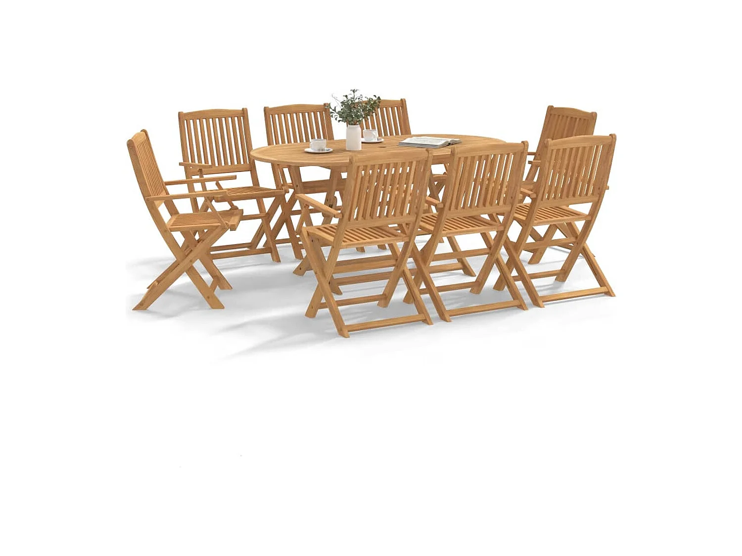 Ensemble à manger de jardin 9 pcs bois d'acacia solide