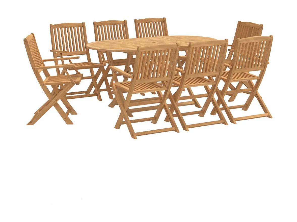 Ensemble à manger de jardin 9 pcs bois d'acacia solide