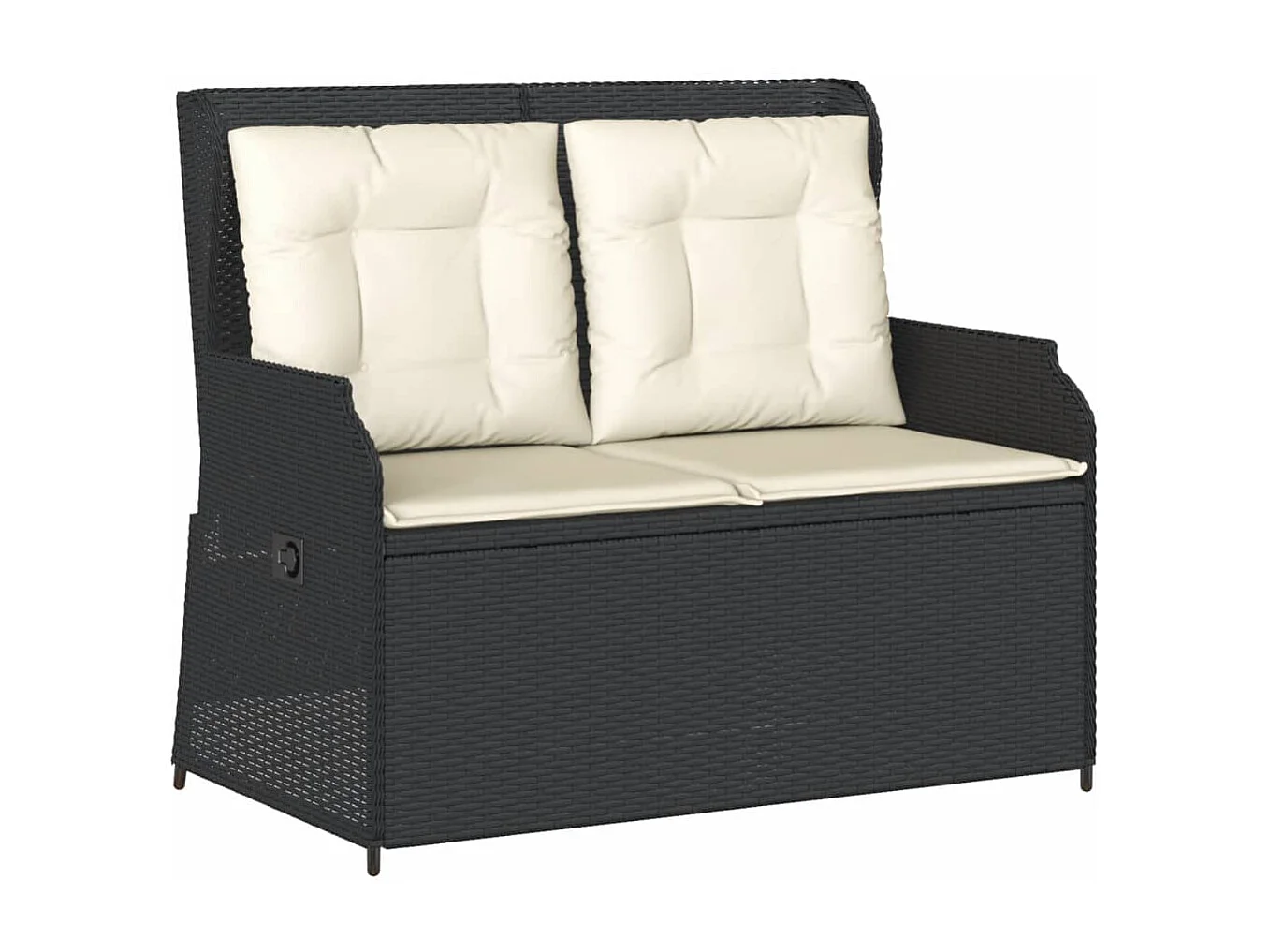Set Divani da Giardino 3 pz con Cuscini Nero in Polyrattan