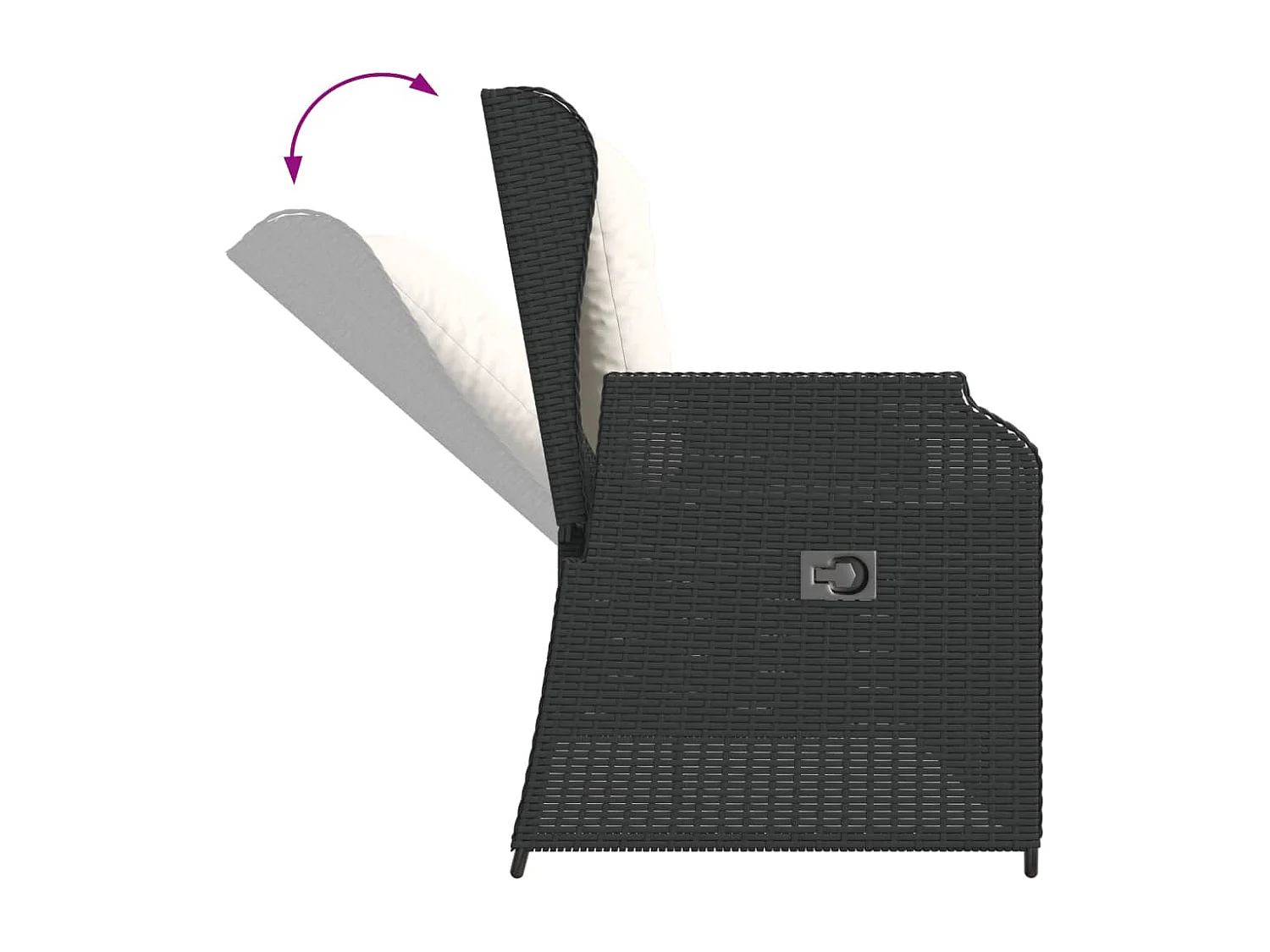 Set Divani da Giardino 3 pz con Cuscini Nero in Polyrattan