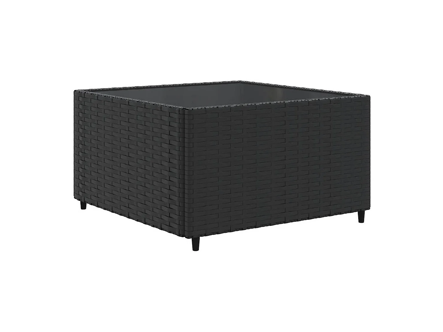 7 pcs conjunto lounge de jardim c/ almofadões vime PE preto