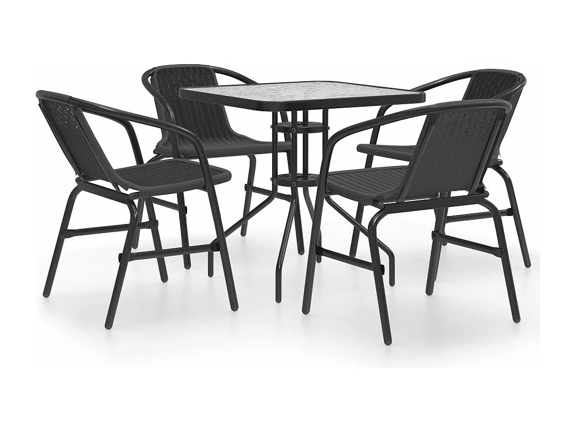 Set Mobili da Pranzo per Giardino 5 pz Nero