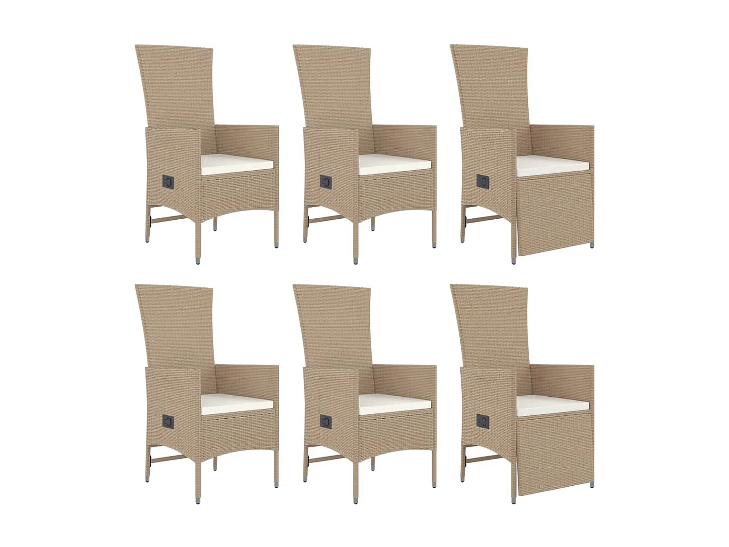 7-tlg. Garten-Essgruppe mit Kissen Beige Poly Rattan