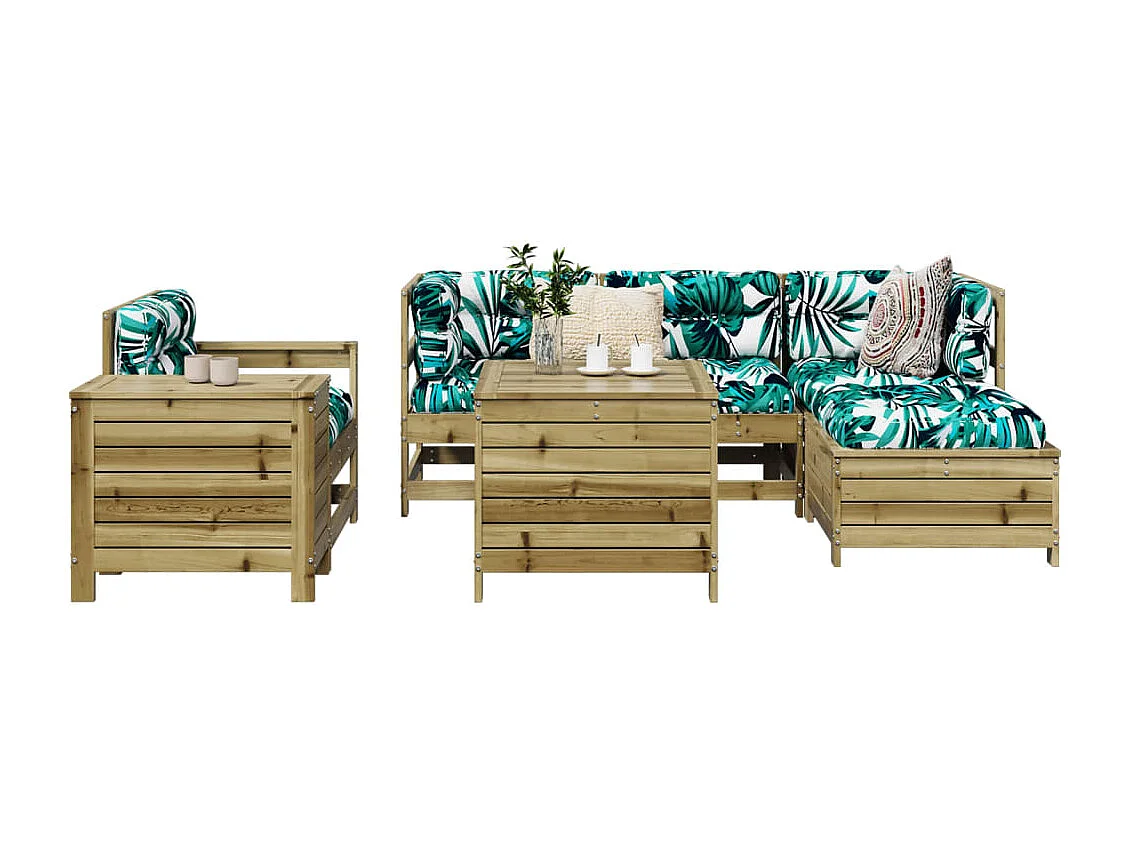 Salon de jardin 7 pcs bois de pin imprégné