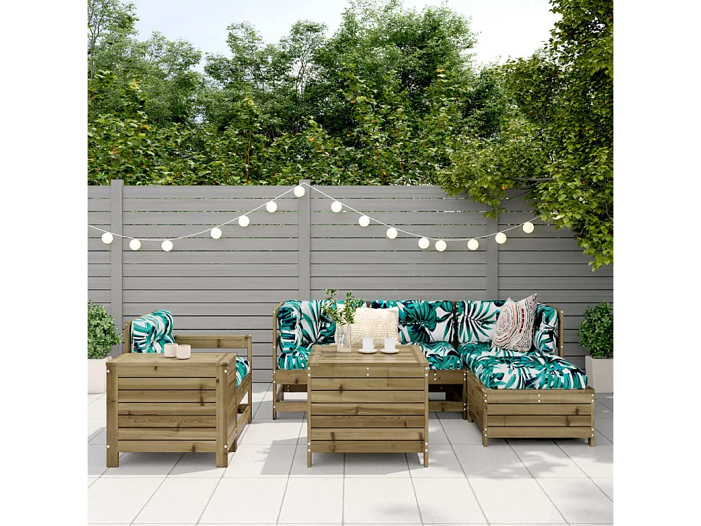 Salon de jardin 7 pcs bois de pin imprégné