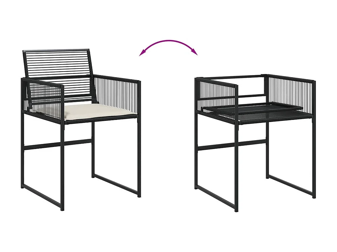 15-tlg. Garten-Essgruppe mit Kissen Schwarz Poly Rattan