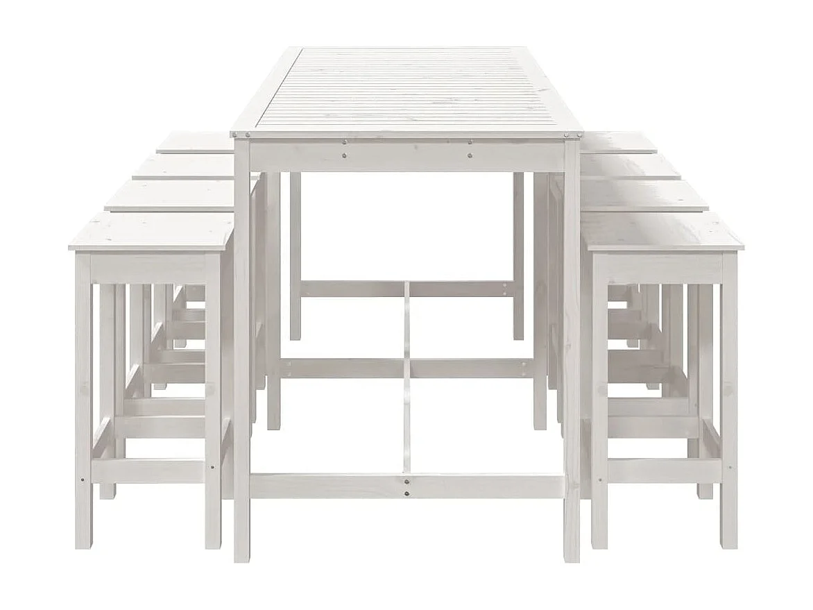 Ensemble de bar de jardin 9 pcs blanc bois de pin massif