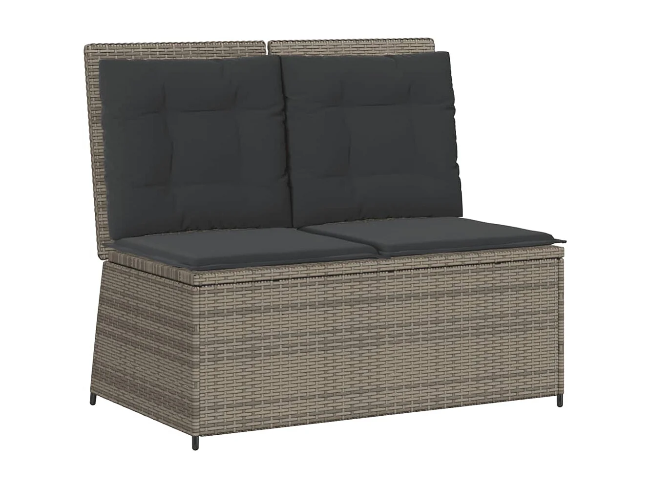 Set Divani da Giardino 7 pz con Cuscini in Polyrattan Grigio