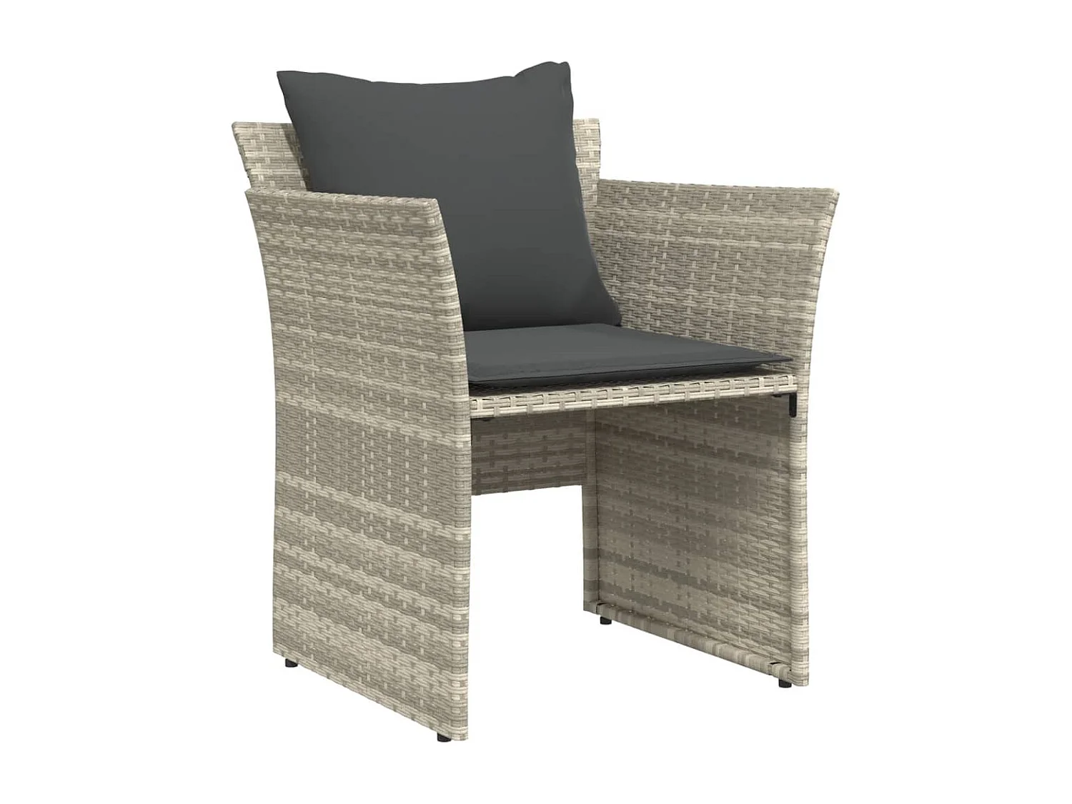 Chaise de jardin avec tabouret gris clair résine tressée