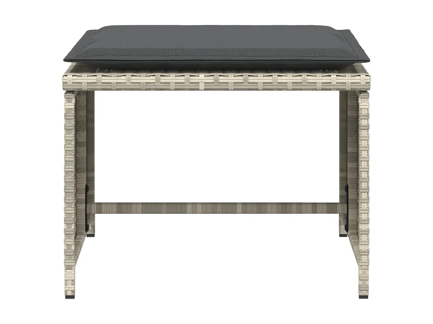 Chaise de jardin avec tabouret gris clair résine tressée