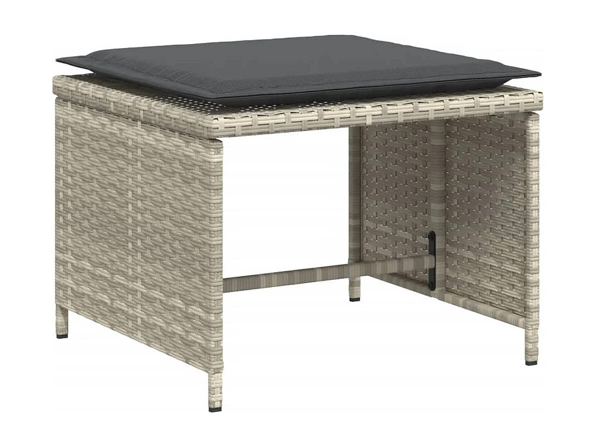 Chaise de jardin avec tabouret gris clair résine tressée