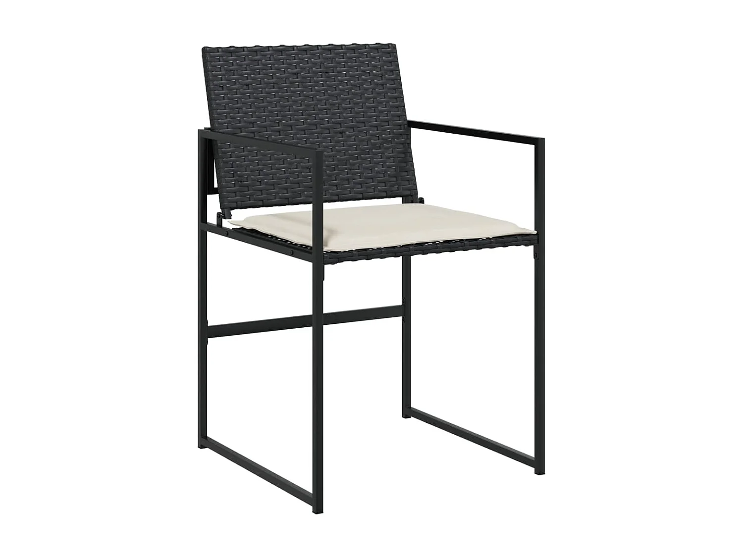 Ensemble à manger de jardin coussins 7 pcs noir résine tressée