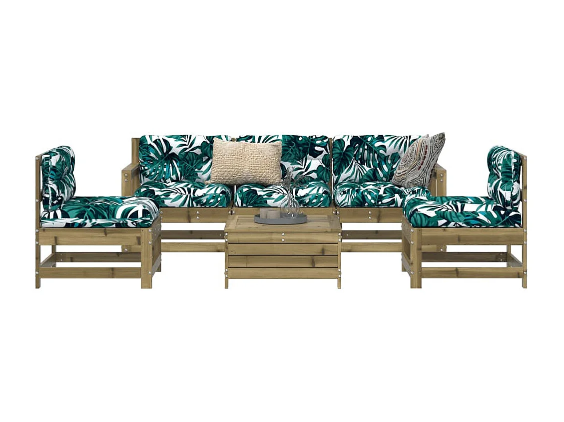 Salon de jardin 6 pcs bois de pin imprégné