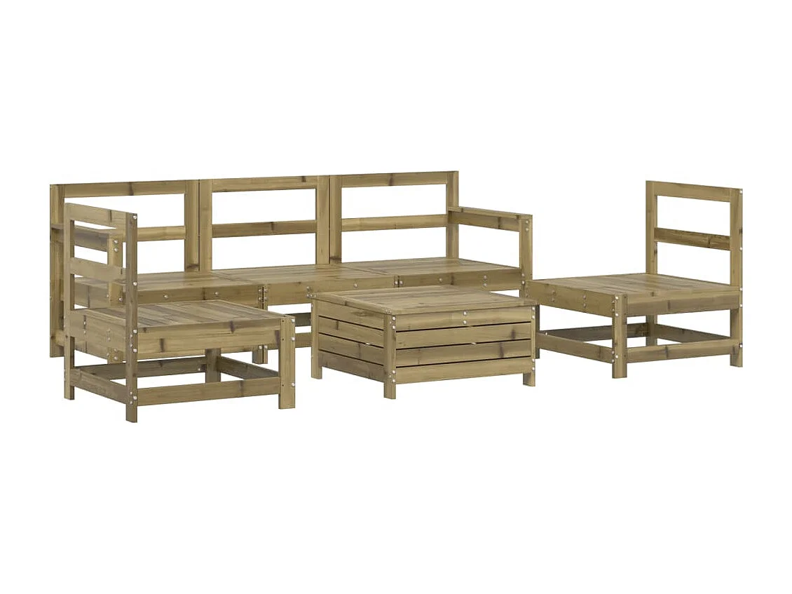Salon de jardin 6 pcs bois de pin imprégné