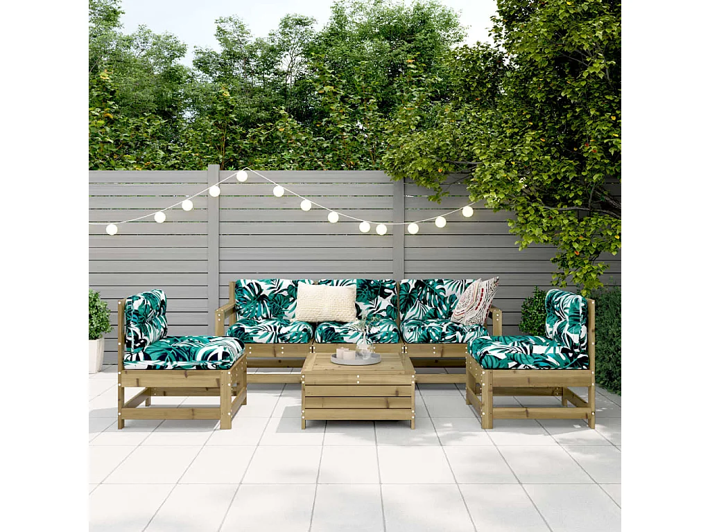 Salon de jardin 6 pcs bois de pin imprégné