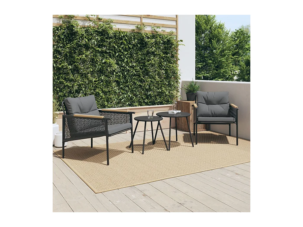 Set Mobili da Balcone 4 pz con Cuscini Nero in Acciaio