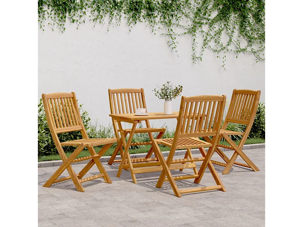 Ensemble à manger de jardin pliable 5 pcs bois massif d’acacia