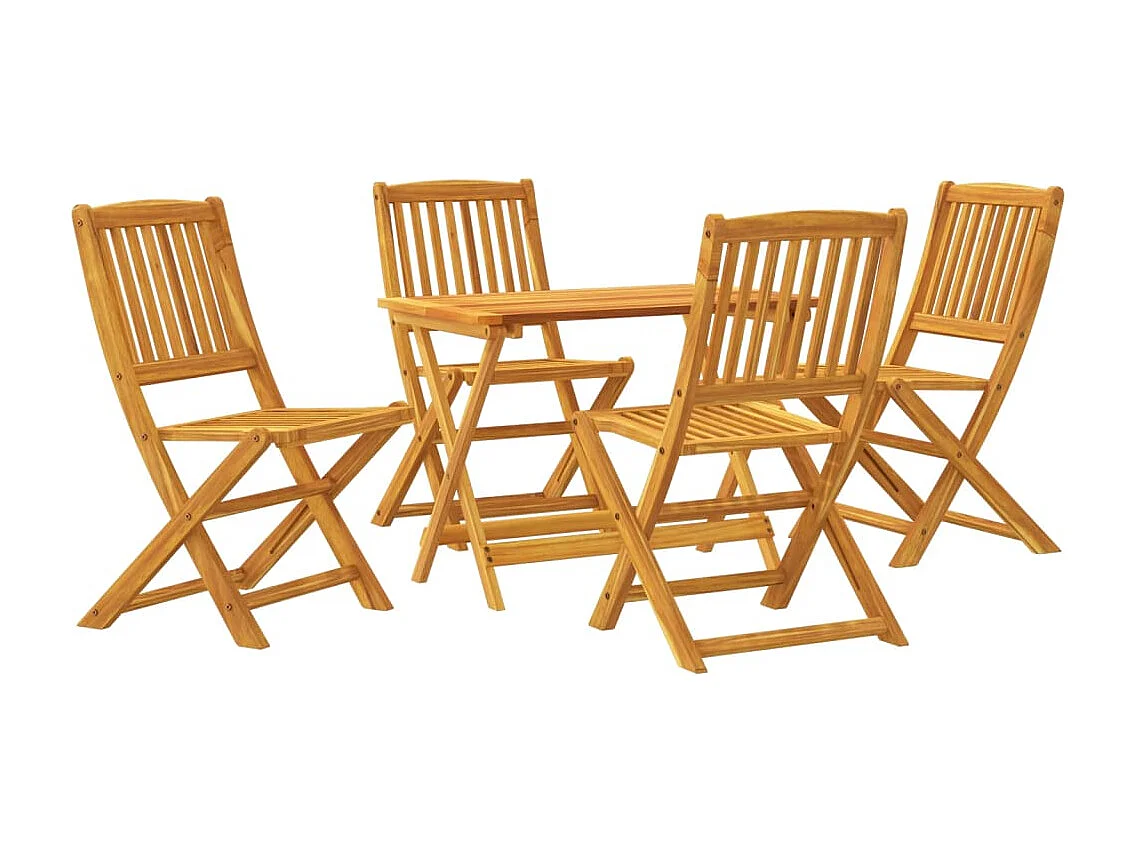 Ensemble à manger de jardin pliable 5 pcs bois massif d’acacia