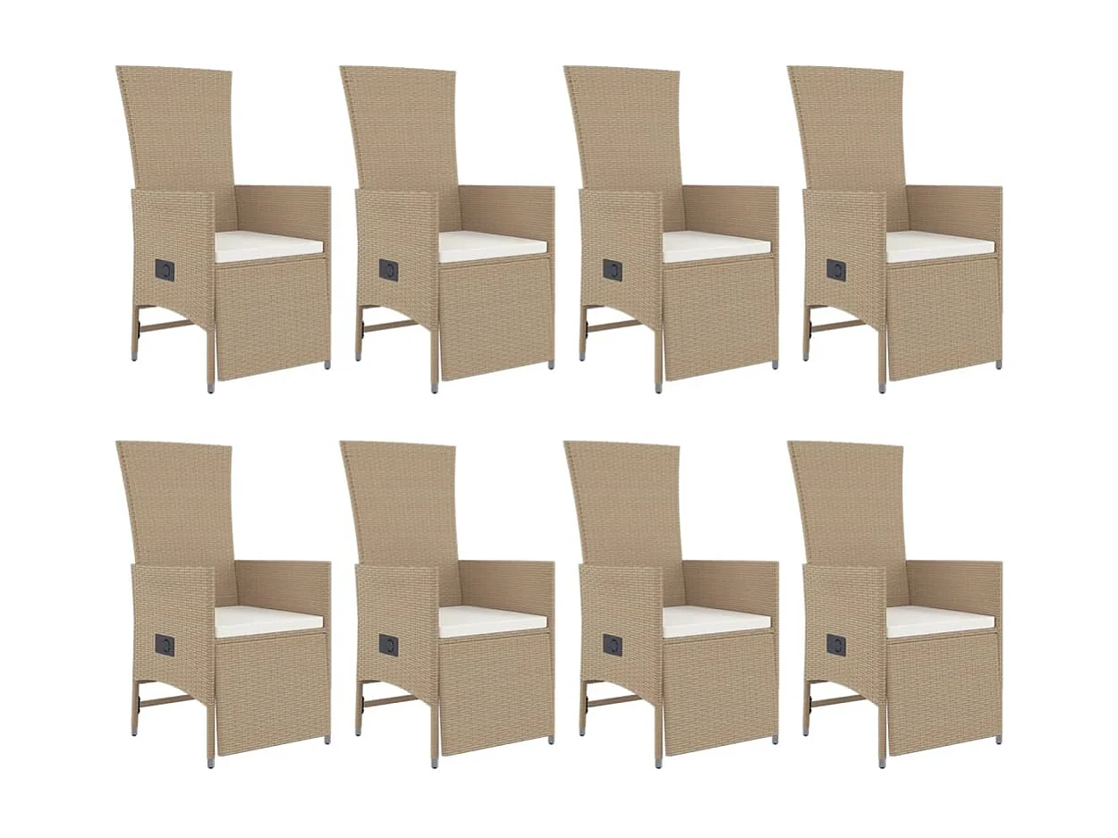 9-tlg. Garten-Essgruppe mit Kissen Beige Poly Rattan