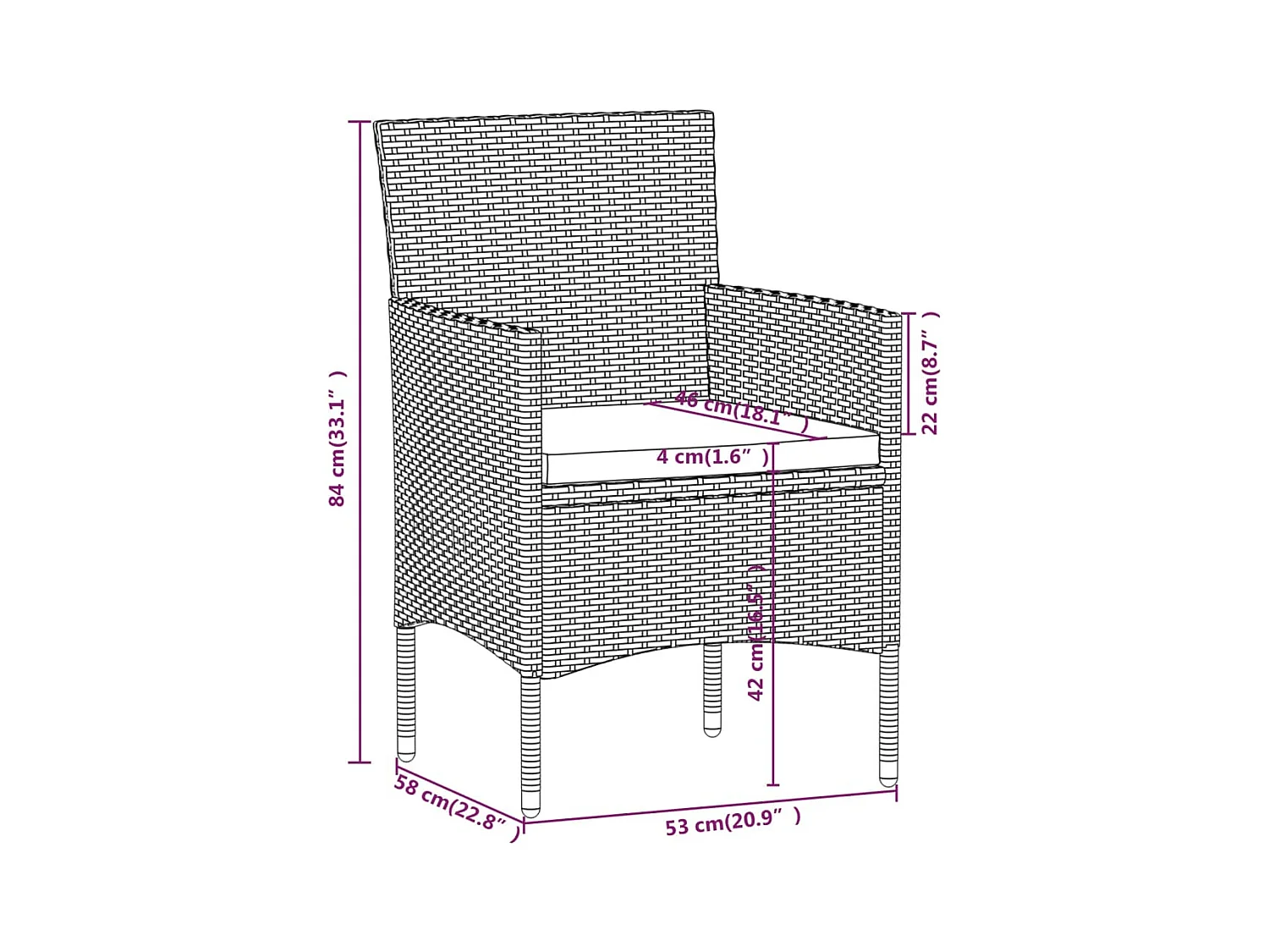 5-delige Bistroset poly rattan en gehard glas grijs