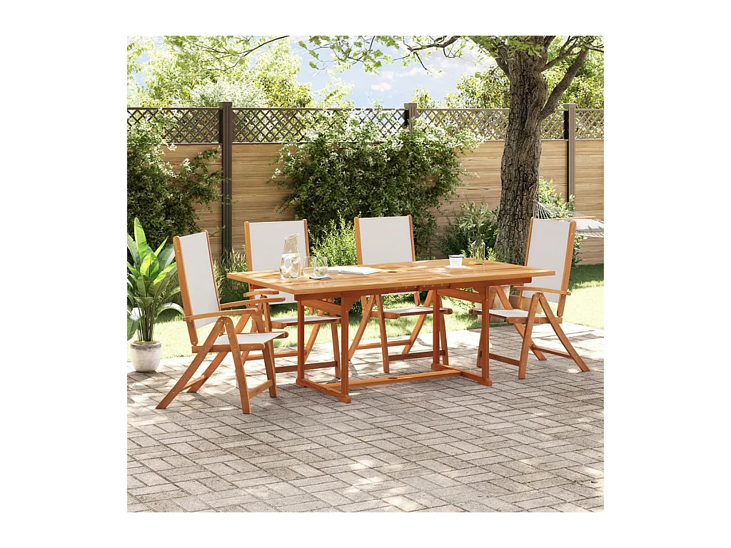 Ensemble à manger de jardin 5pcs bois d'acacia solide textilène
