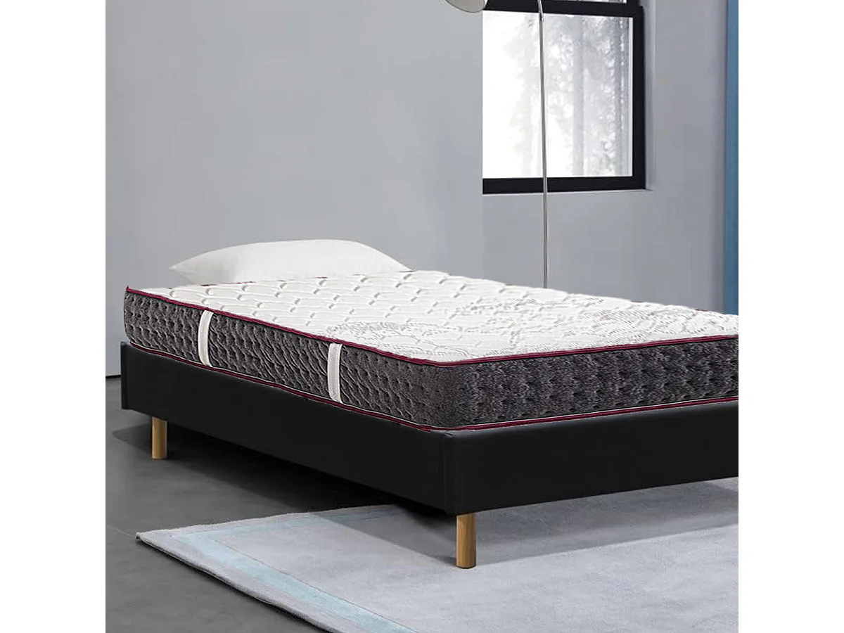 Matelas KERIA King Size 180x200 cm, réversible en mousse mémoire de forme haute adaptabilité et ergonomique, indépendance du couchage, épaisseur 24cm
