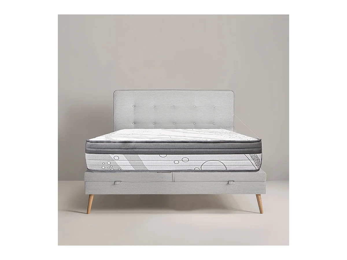 Matelas PERLA 140x200 cm, à ressorts ensachés, en mousse haute densité, Soutien ferme, Indépendance du Couchage, face été/hiver, épaisseur 26 cm