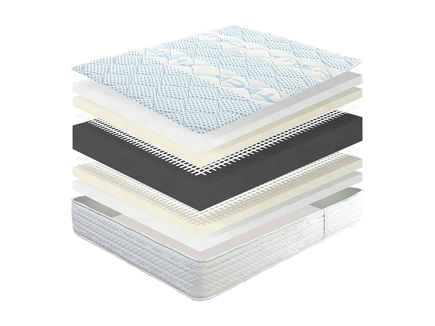 Matelas NELY, réversible en mousse 140 x 190 cm, avec face été/hiver, mémoire de forme, ferme, indépendance du couchage - épaisseur 24 cm