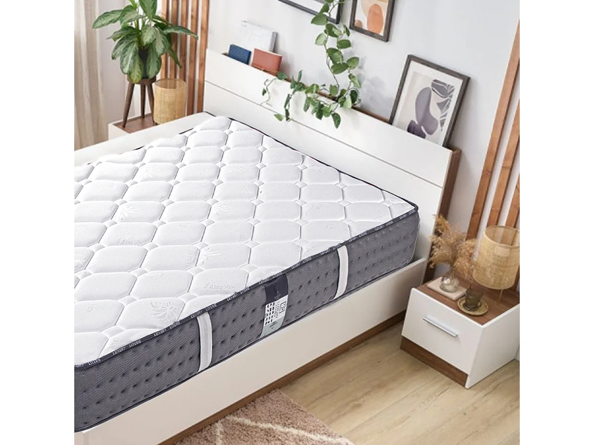 Matelas LEYN, réversible en mousse 3D, face été/ hiver, mémoire de forme, indépendance du couchage - 90X190X20 cm