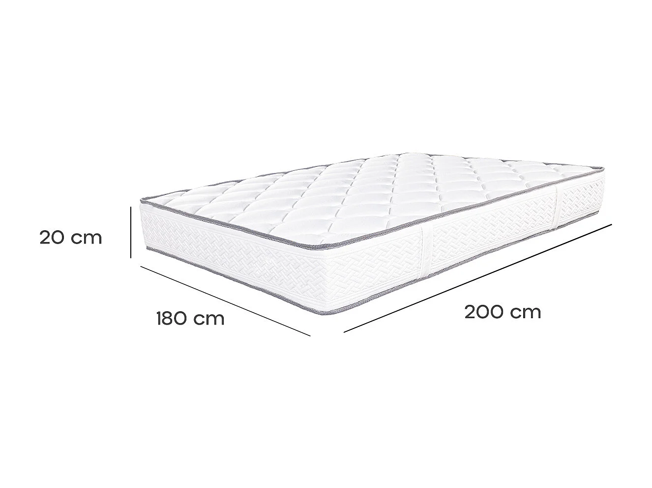 Matelas RONA King Size 180x200 cm, réversible en mousse Memosoft100 à mémoire de forme et indépendance du couchage, épaisseur 20cm