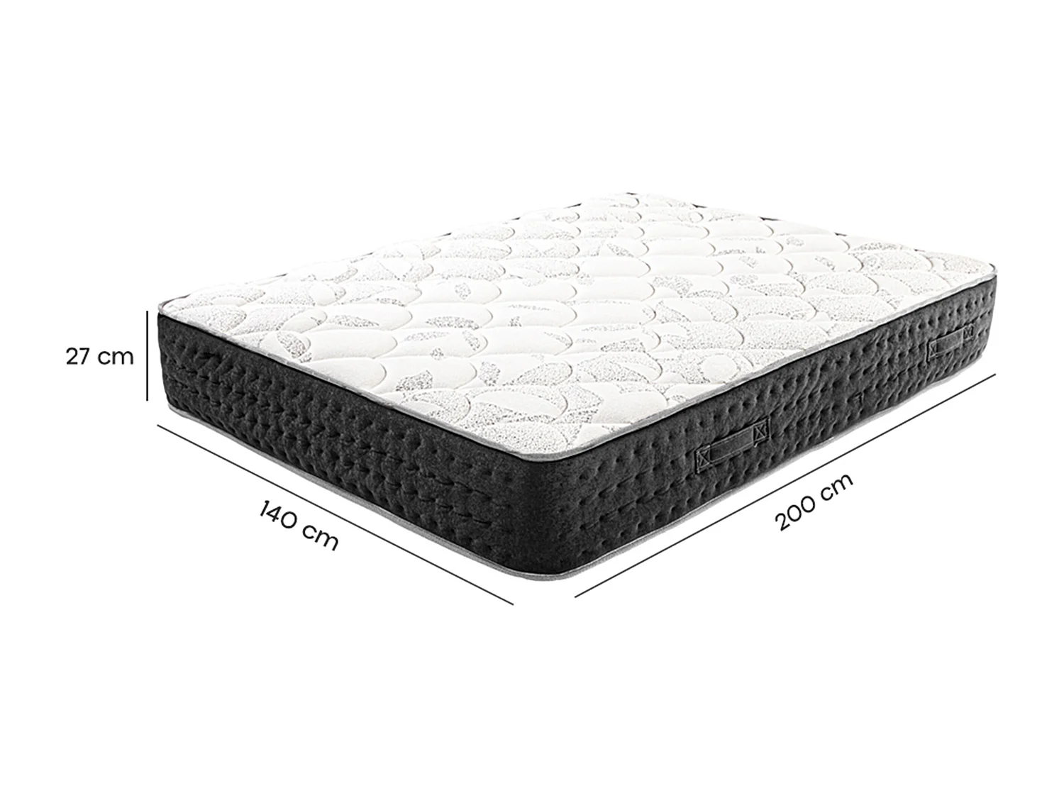 Matelas MORGA 140x200 cm, à ressorts ensachés, en mousse haute densité, Soutien très ferme, face été/hiver, épaisseur 27 cm