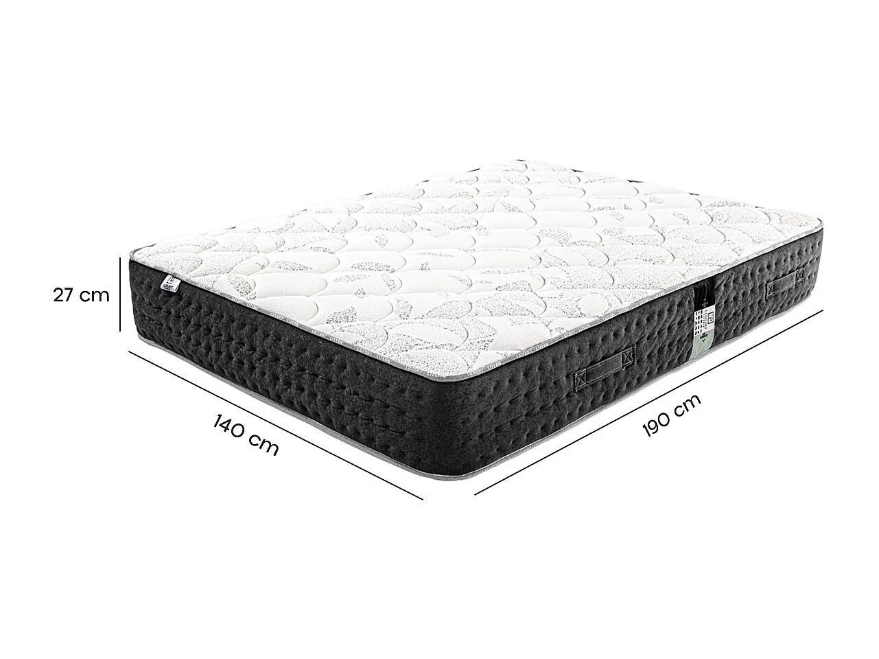 Matelas MORGA 140x190 cm, à ressorts ensachés, en mousse haute densité, Soutien très ferme, face été/hiver, épaisseur 27 cm